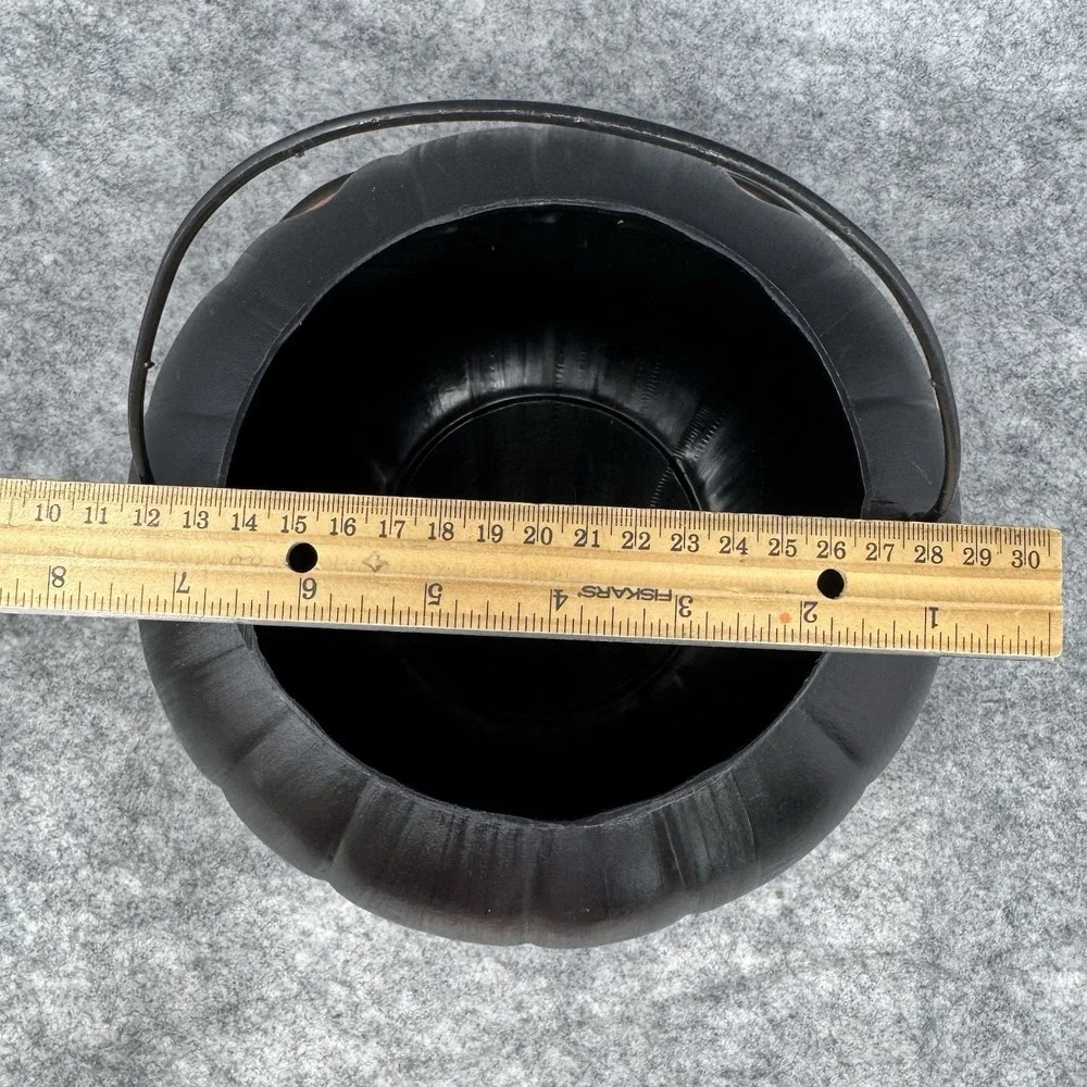 Vintage Black Halloween Large Pumpkin Blow Mold General Foam Candy Bucket USA